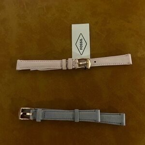 Fossil Leather Watch Straps in Pink and Gray 12mm